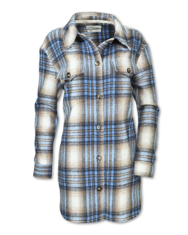 Women's Plaid Shirt Jacket In Blue