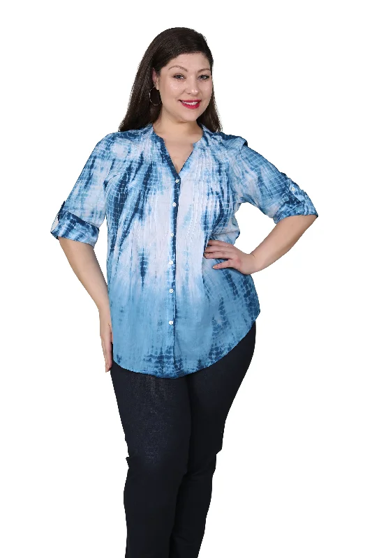 off-the-shoulder dressPlus Size Tie Dye Pleated Tunic