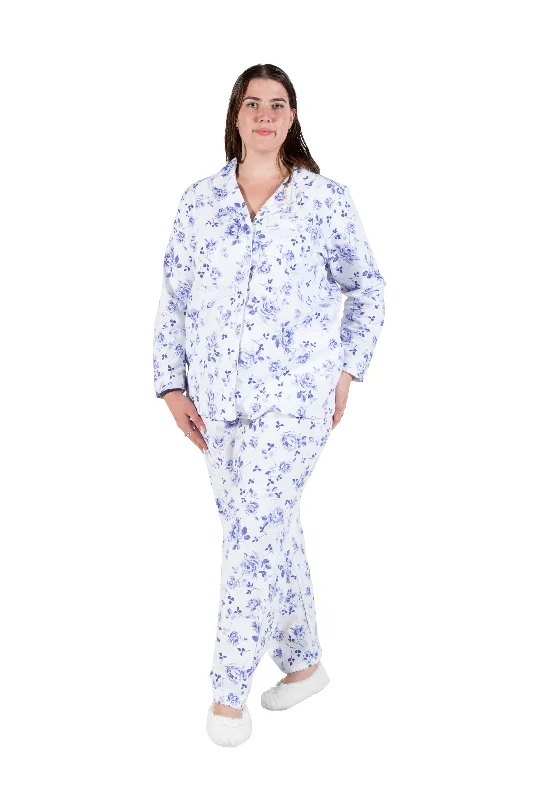 casual shift dressLa Cera Plus Size  Porcelain Blue Floral Flannel PJ