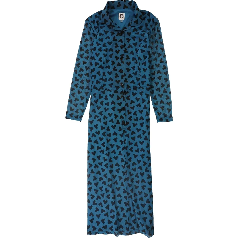 casual dressAnne Klein Womens Mesh A-line Shirt Dress, Blue, 10