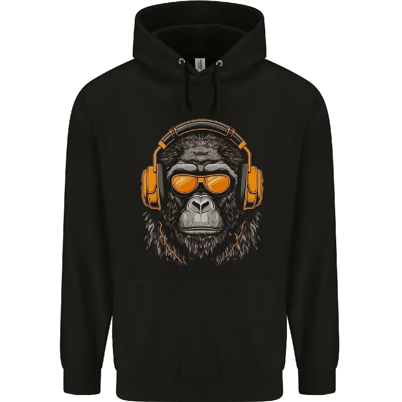 cool graphic hoodieA Gorilla with Headphones Music DJ Mens 80% Cotton Hoodie