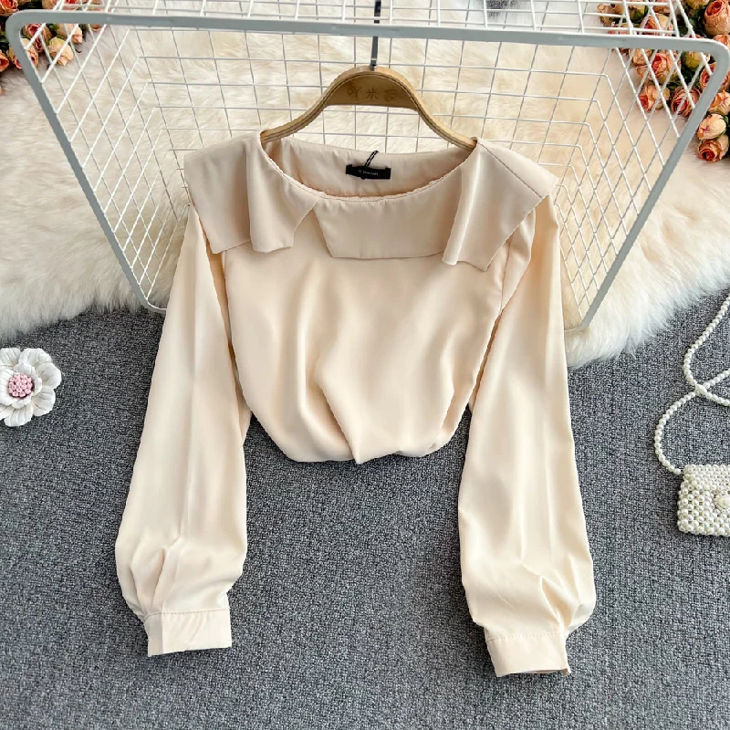 comfortable outerwearSimple chiffon long sleeve tops   S266