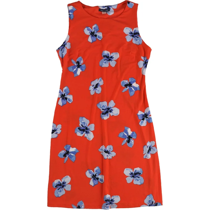 denim dressTommy Hilfiger Womens Floral Swing Dress, Orange, 6