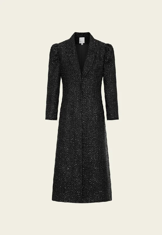 high-quality coatBlack Tweed Lapel Coat