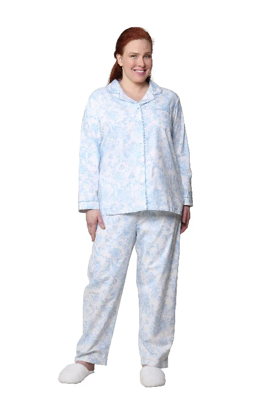 pleated maxi dressBlue Floral Flannel Long Sleeve Plus Size Pajama Set