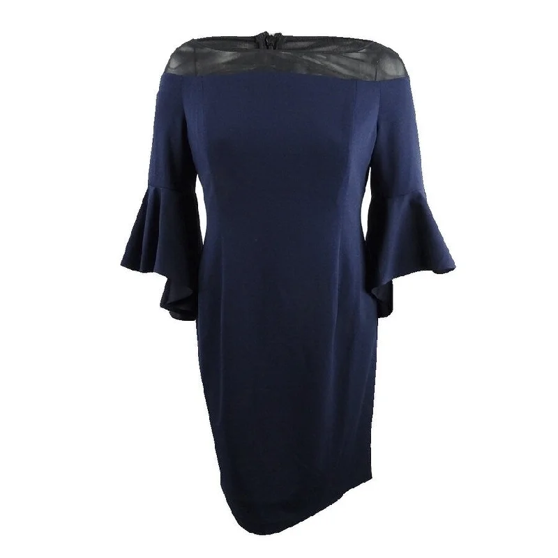 satin dressCalvin Klein Women's Illusion Bell-Sleeve Sheath Dress