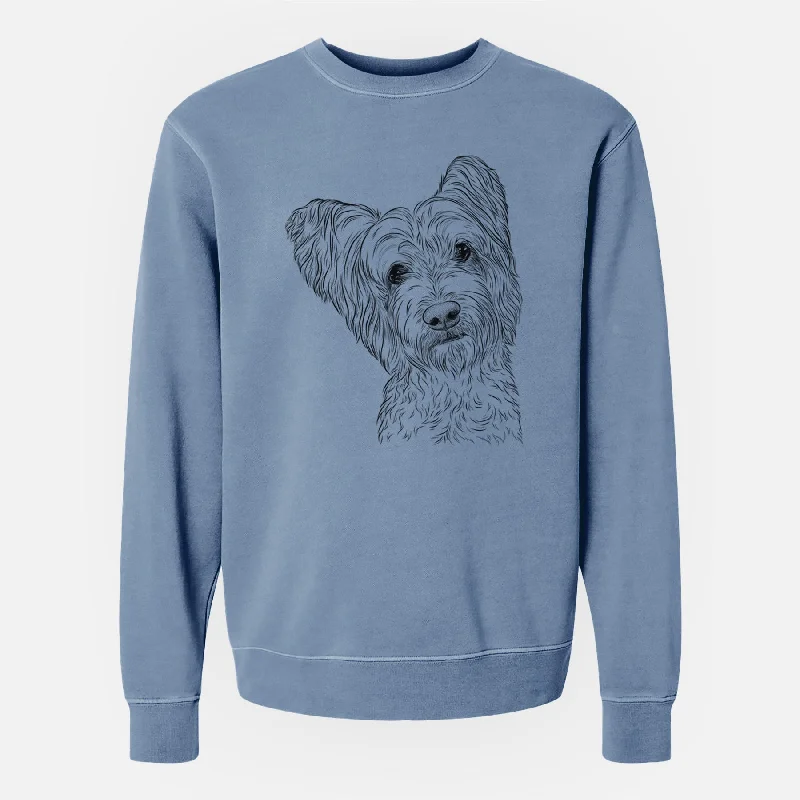 soft athletic sweatshirtBare Dexter the Terrier Mix - Unisex Pigment Dyed Crew Sweatshirt