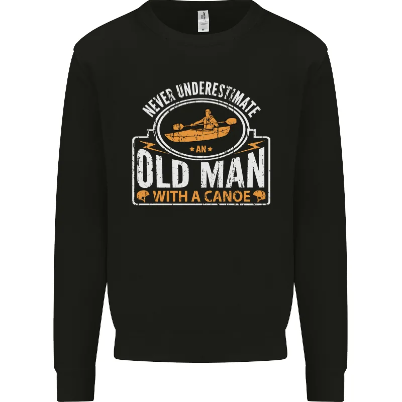 eco-friendly fitness hoodieAn Old Man With a Canoe Canoeing Funny Mens Sweatshirt Jumper