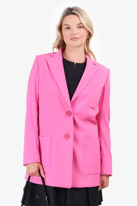 premium coatOscar de la Renta S18 Pink Wool Oversized Blazer Size 4