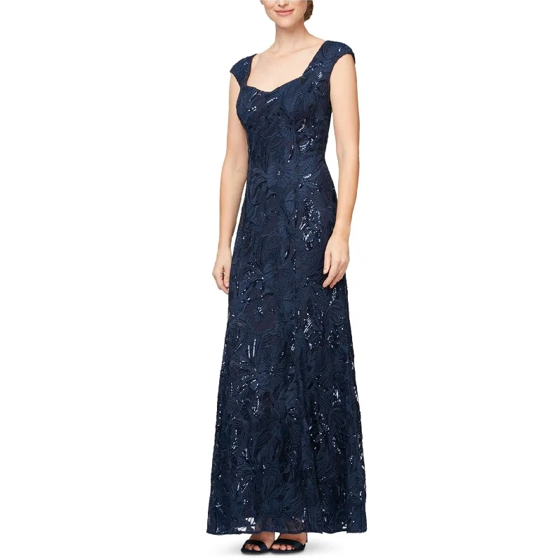 comfy maxi dressAlex Evenings Womens Embroidered Fit & Flare Dress, Blue, 14