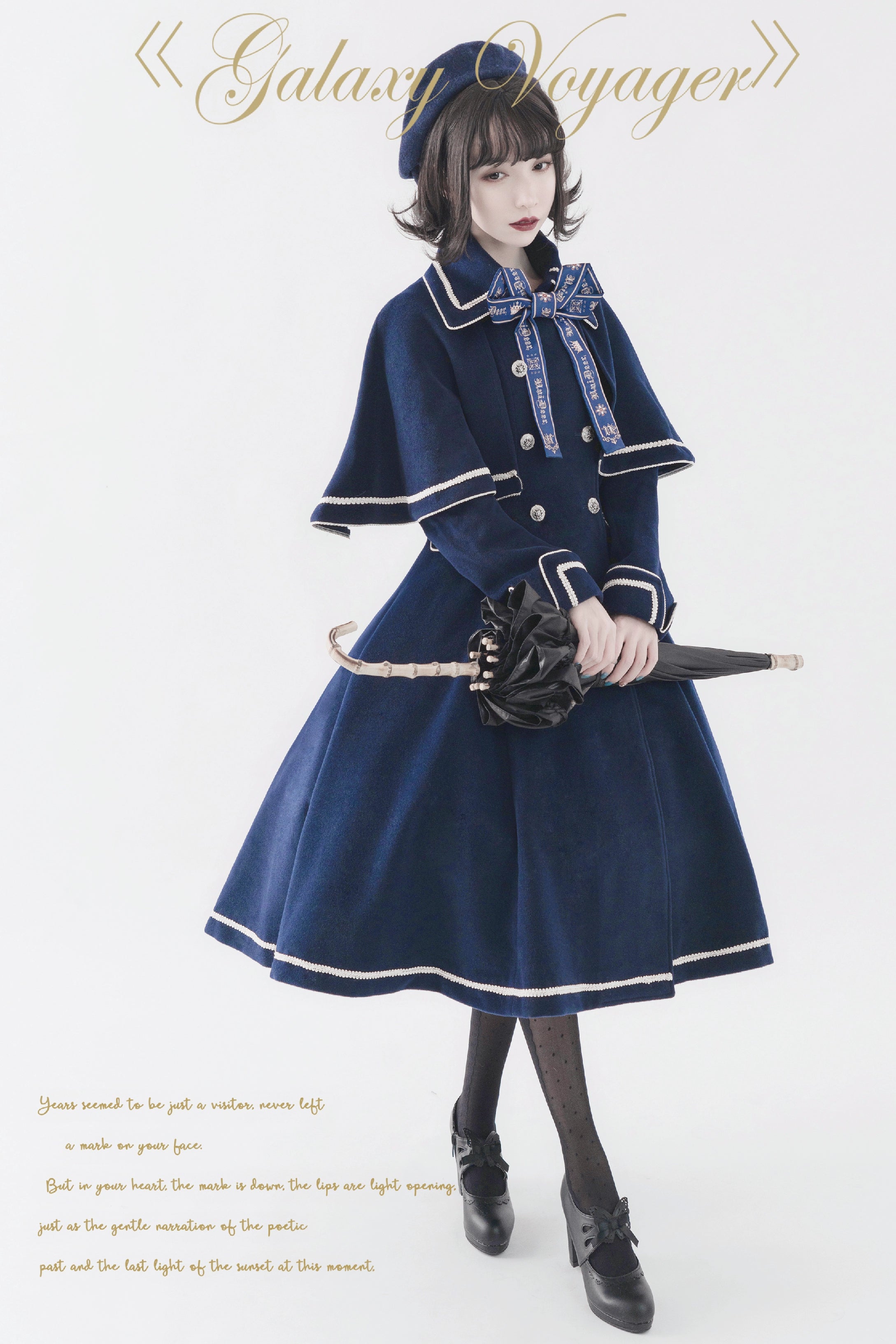 classic trench coatUnideer~Galaxy Traveler~Classic School Lolita Overcoat with Detachable Cape and Bow