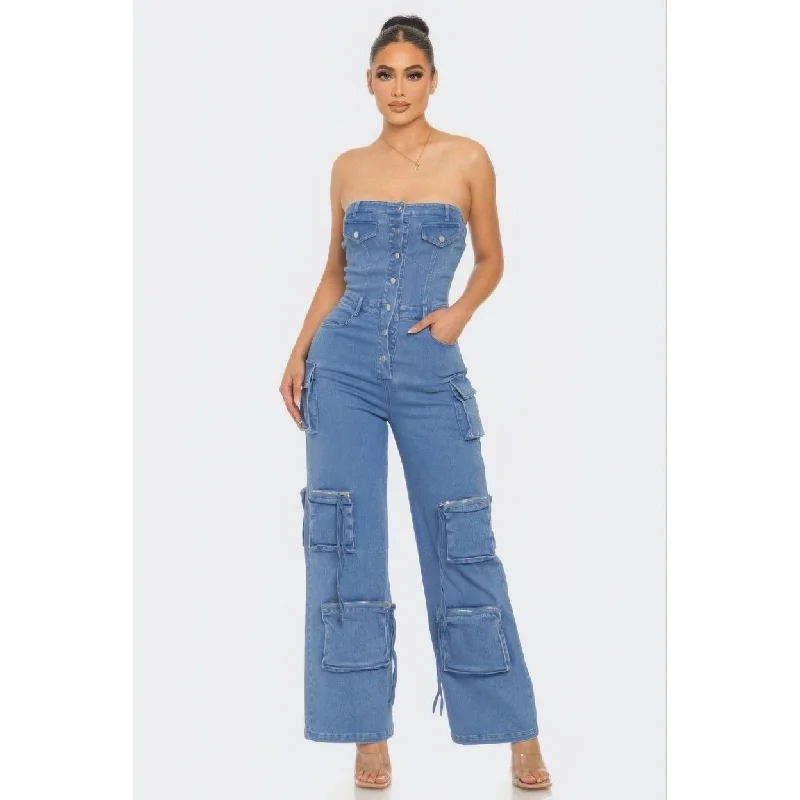 tiered dressStretch Denim Jumpsuit