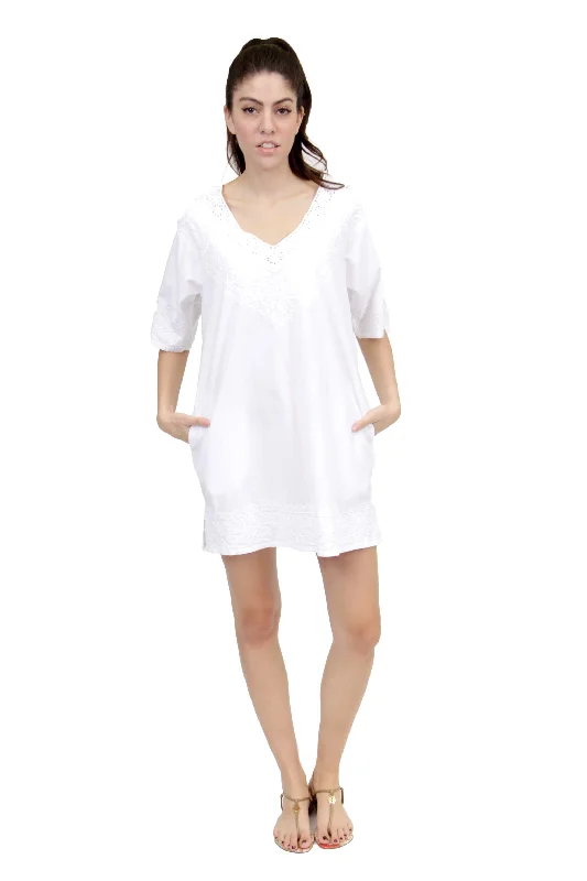 wrap-around dressLa Cera White Embroidered Cover Up