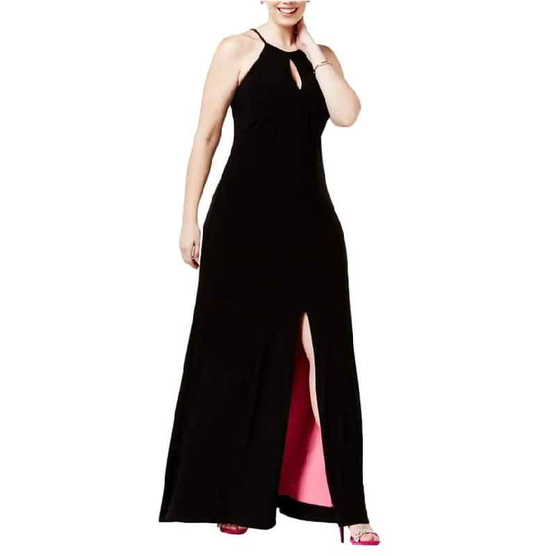 lace-up dressMy Michelle Womens Plunge Neck Maxi Dress