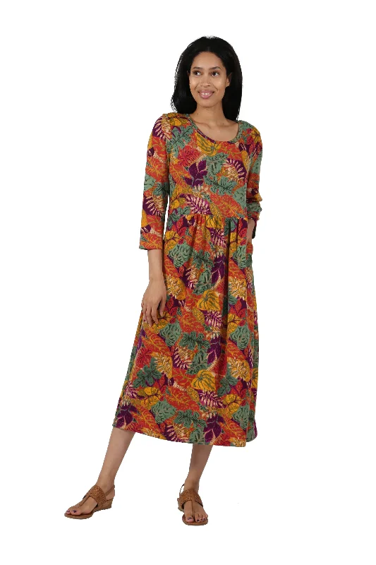 wrap-around dressLa Cera Knit Foliage Printed Dress