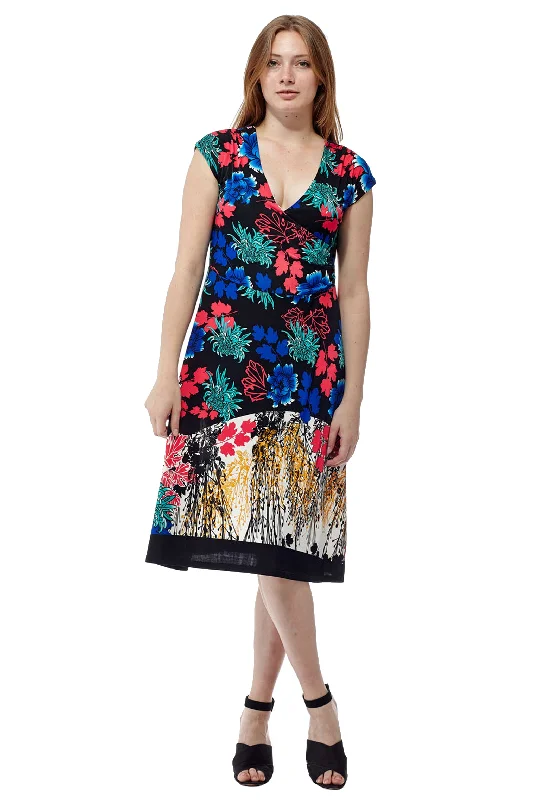 sleeveless dressLa Cera Multi Print Cross-Over Front Dress