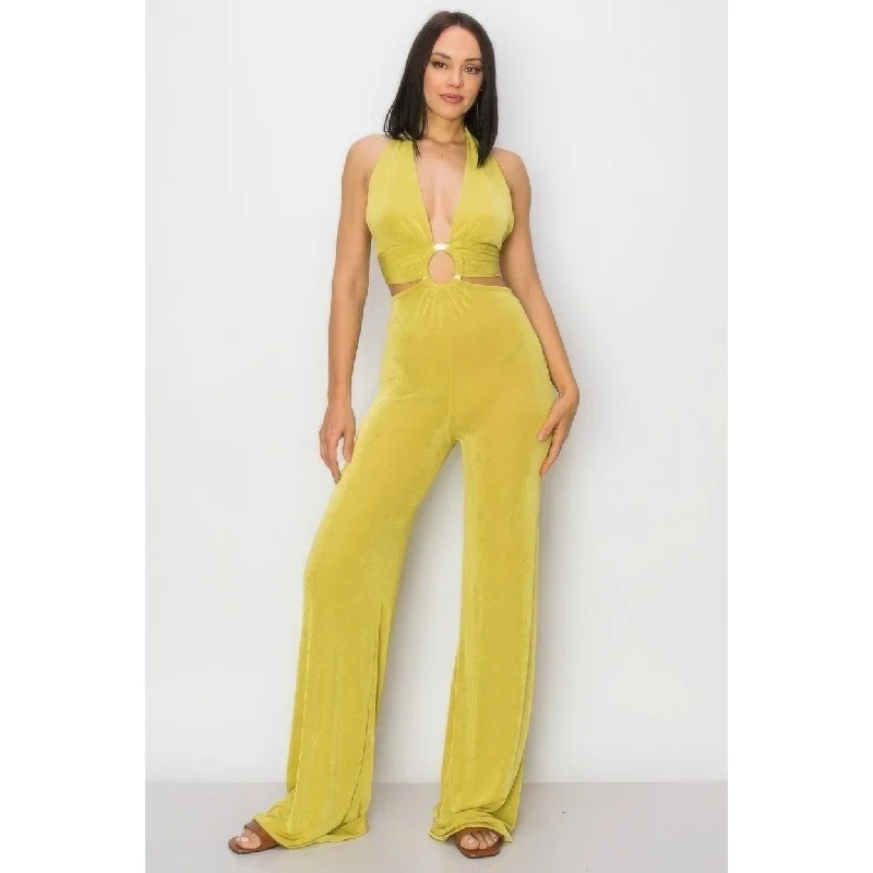 backless dressOlid Slinky Wide Legs Jumpsuit