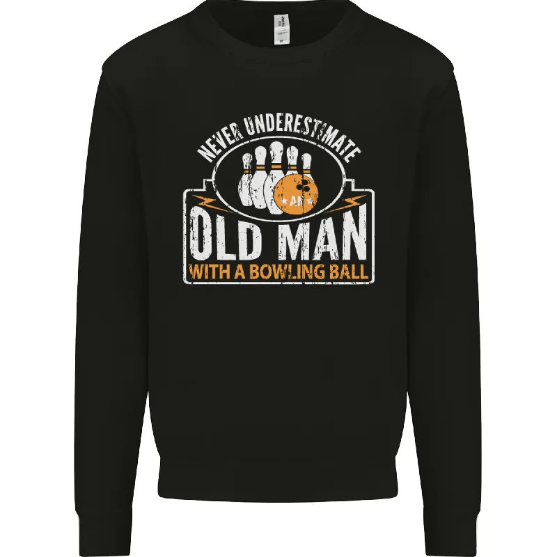 fashionable gym hoodieAn Old Man With a Bowling Ball 10 Pin Mens Sweatshirt Jumper