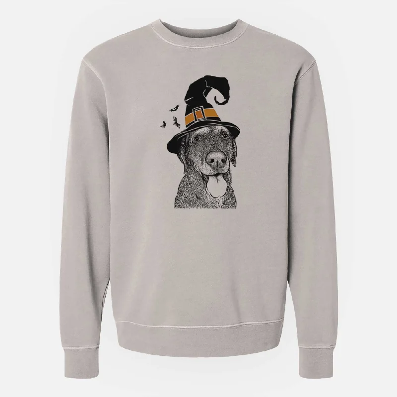 fashionable workout wearWitch Max the Labrador Retriever - Unisex Pigment Dyed Crew Sweatshirt