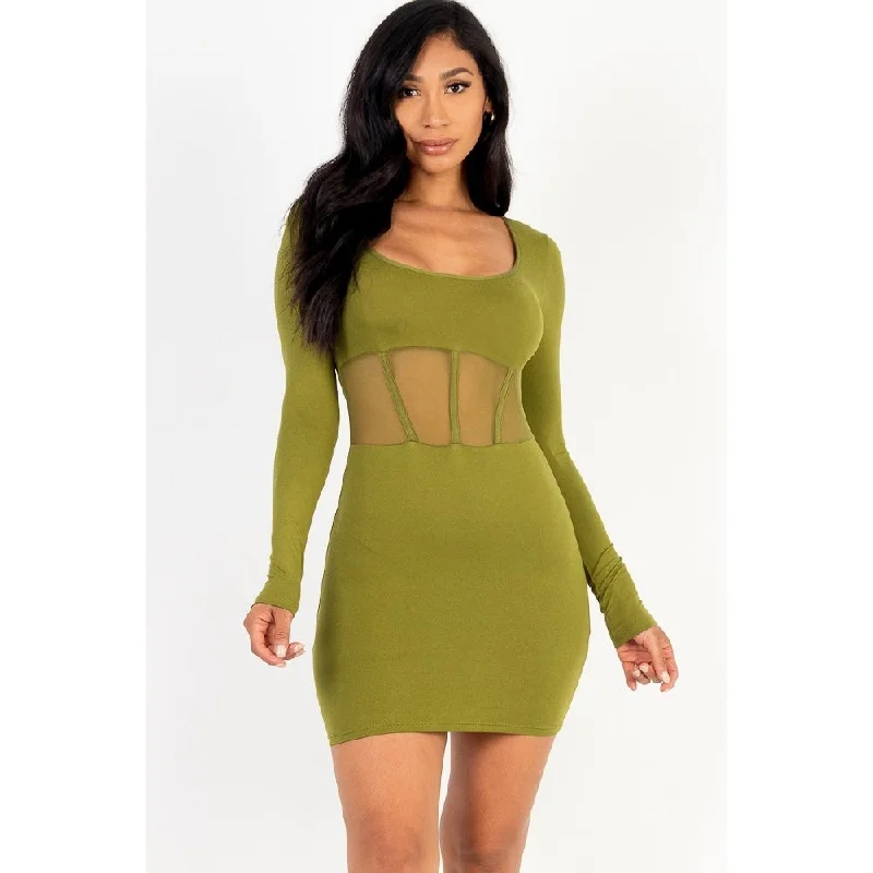 casual summer dressSquare Neck Mesh Corset Mini Dress, Comfortable and Perfect for Any Occasion