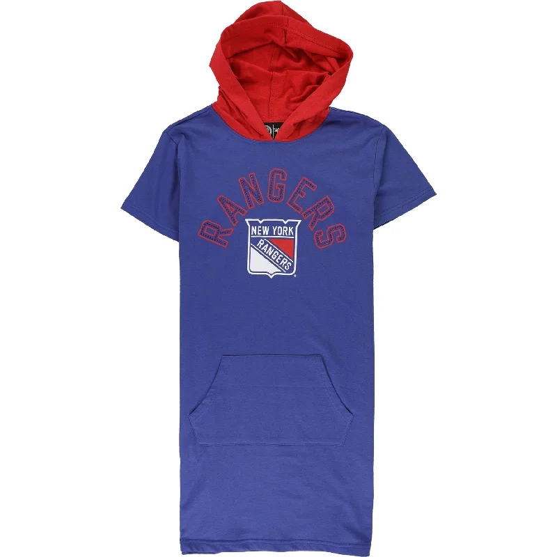 casual summer dressG-III Sports Womens New York Rangers Hoodie Dress, Blue, Medium