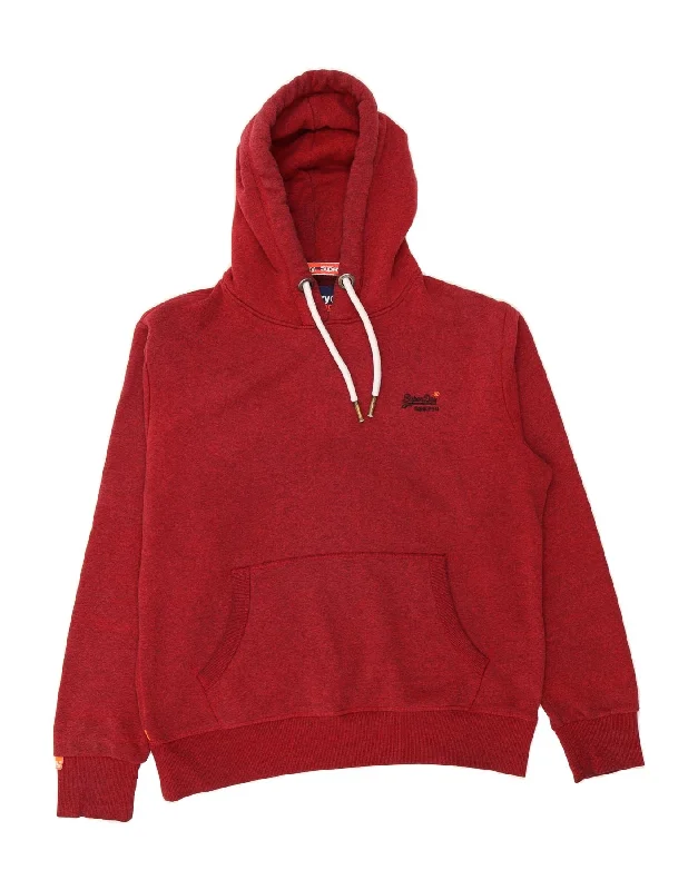 SUPERDRY Mens Hoodie Jumper 2XL Red Flecked Cotton