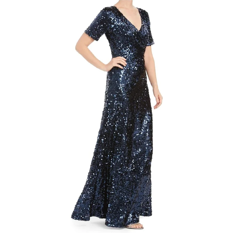 lace dressCalvin Klein Womens Sequin Surplice Gown Dress, Blue, 8