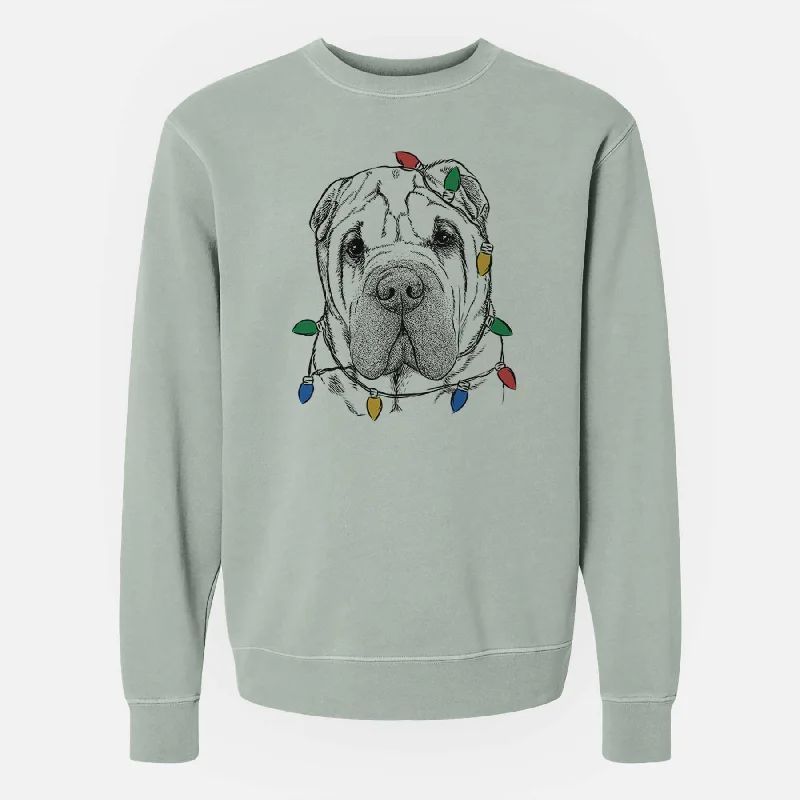 chic fitness hoodieChristmas Lights Lilly the Shar Pei - Unisex Pigment Dyed Crew Sweatshirt