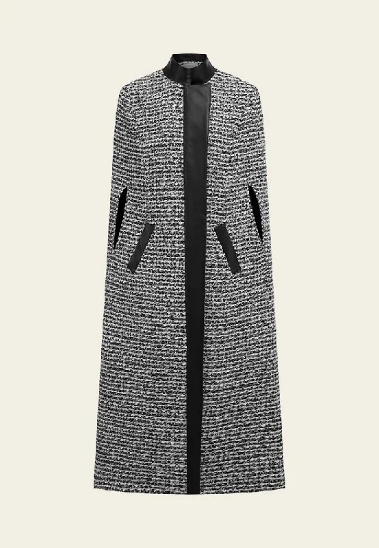 cold weather jacketMixed Grey Wool Ankle Length Long Cape