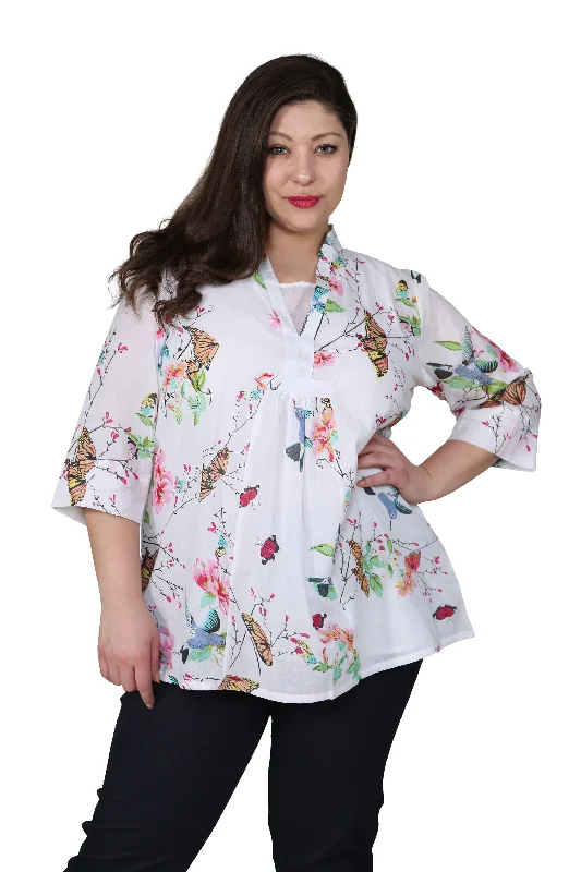 floral wrap dressPlus Size Hummingbird/Butterfly Print Tunic