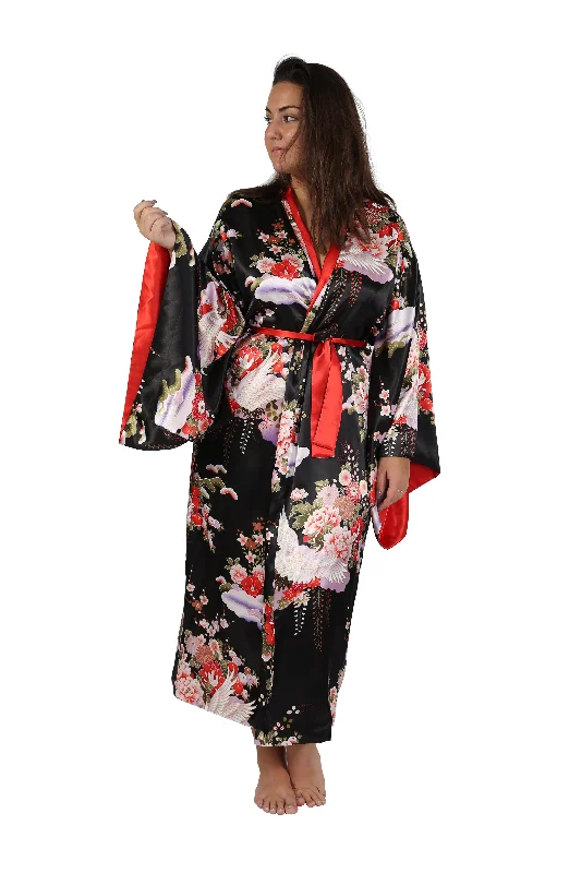 printed dressPlus Size Kimono Sleeve Floral Satin Robe