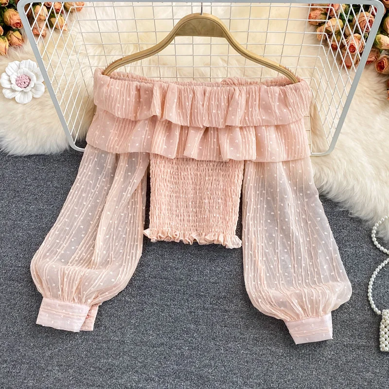 stylish lightweight coatCute tulle long sleeve tops     S222