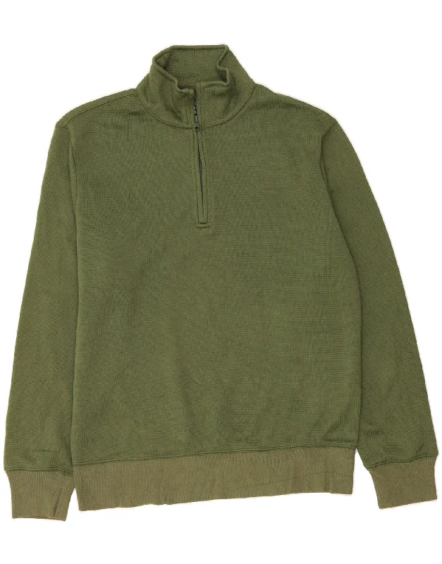 J. CREW Mens Zip Neck Sweatshirt Jumper Medium Green Polyester