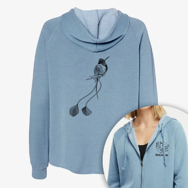 high-end athletic hoodieMarvelous Spatuletail Hummingbird - Women's Cali Wave Zip-Up Sweatshirt