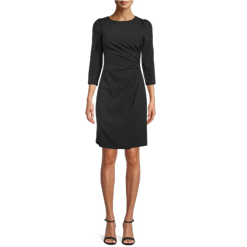 sleek dressAnne Klein Womens Ruched Sheath Dress, Black, 6