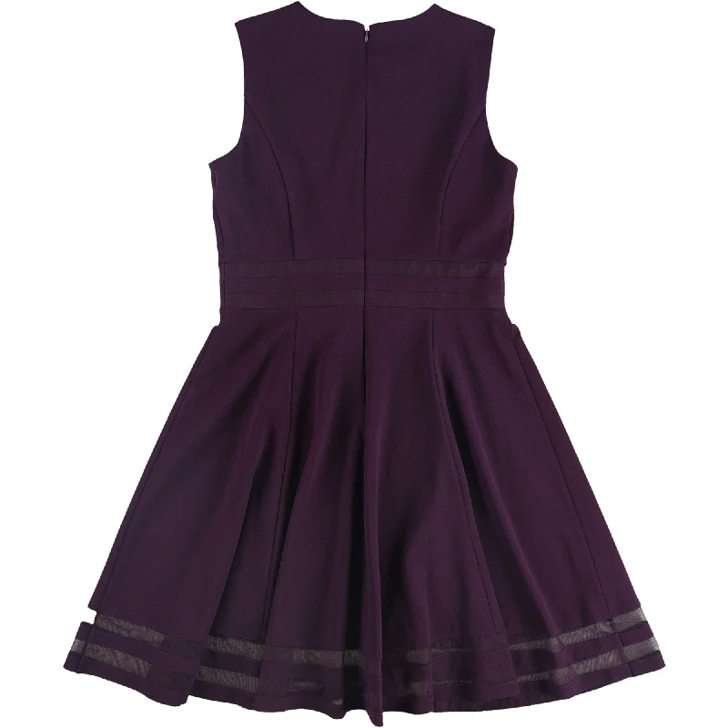 trendy wrap dressCalvin Klein Womens Illusion Trim Fit & Flare Dress, Purple, 10