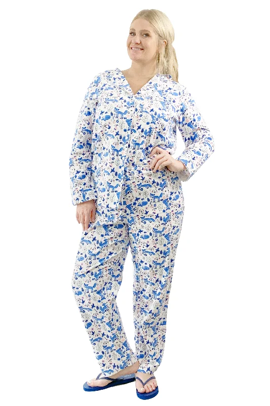 casual midi dressPlus Size Blue Fox Flannel Pajama Set