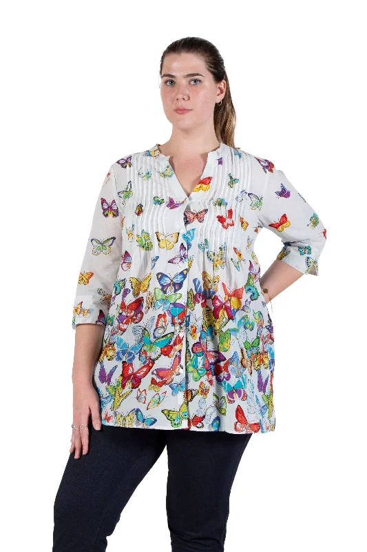 sleek dressLa Cera Plus Size Butterfly Garden Tunic