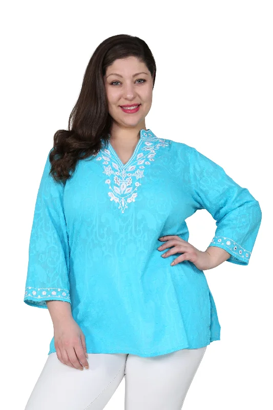 shift dressPlus Size Floral Embroidered Tunic Top