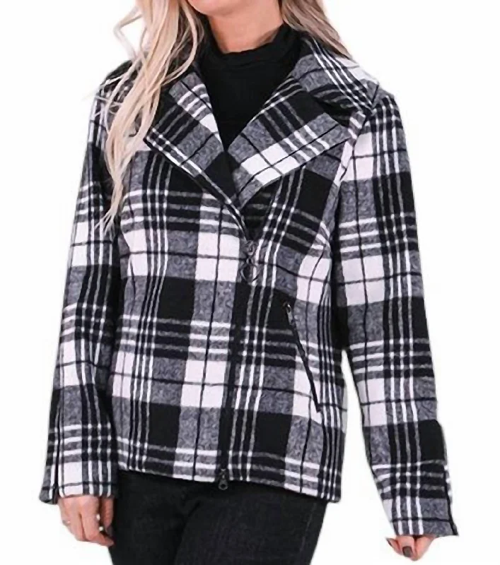 Plaid Coat In Black/ivory