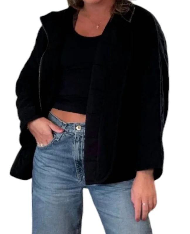 Mockneck Straight Sleeve Jacket In Black