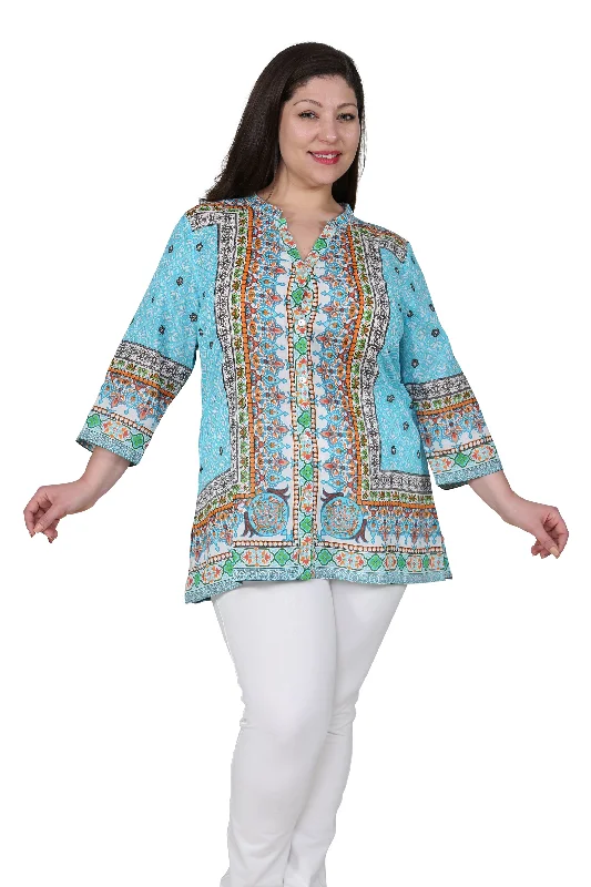 textured dressPlus Size Mosaic Border Print Tunic