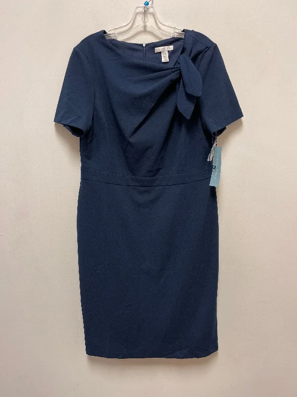 flowy evening dressDress Casual Short By London Times In Navy, Size: 1x