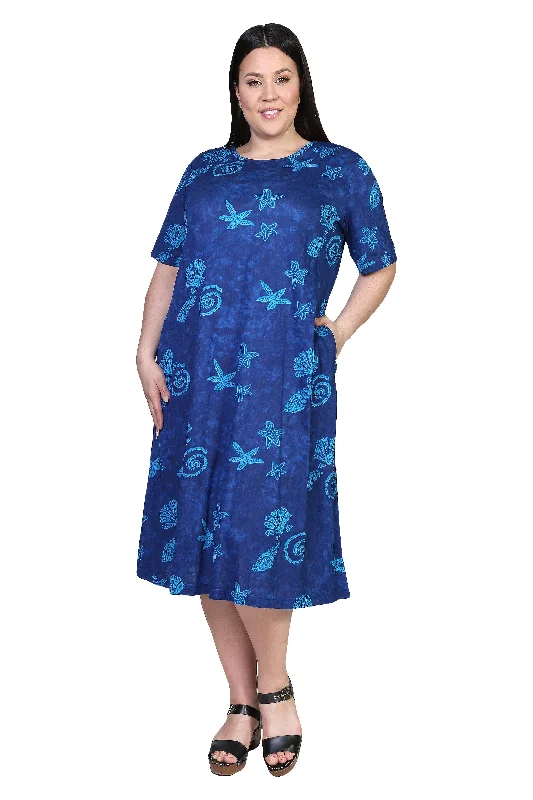 comfy dressLa Cera Plus Size Sea Shell Print Knit Dress