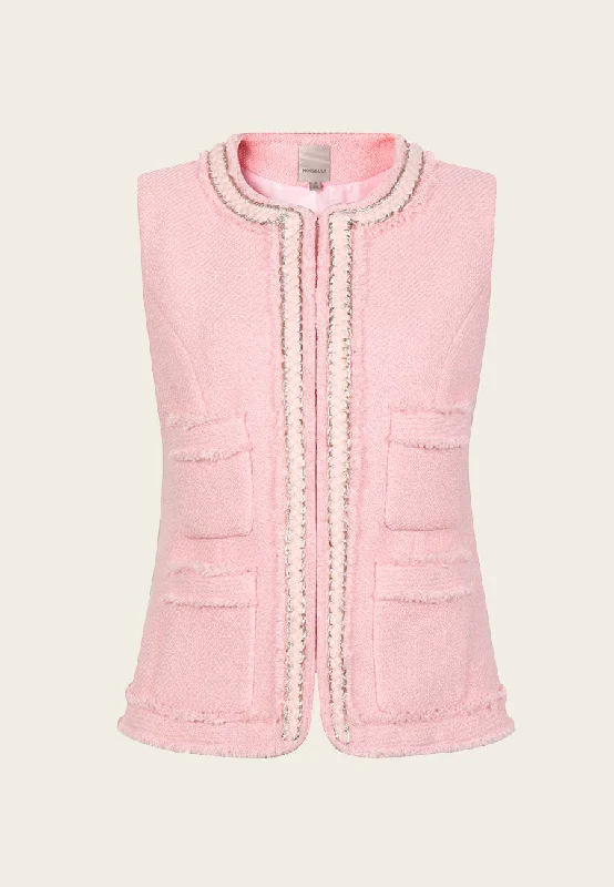 minimalist jacketPink Embellished Tweed Vest