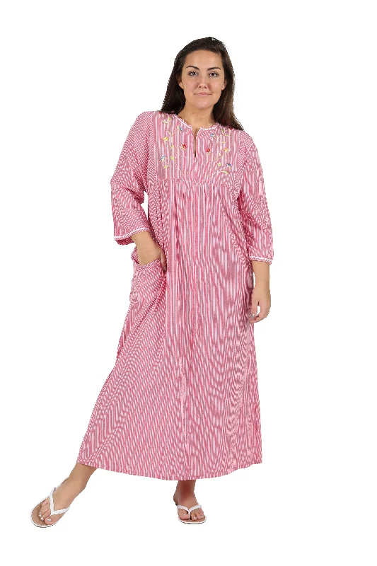 long sleeve dress100% Cotton Plus Size Zip Front Robe