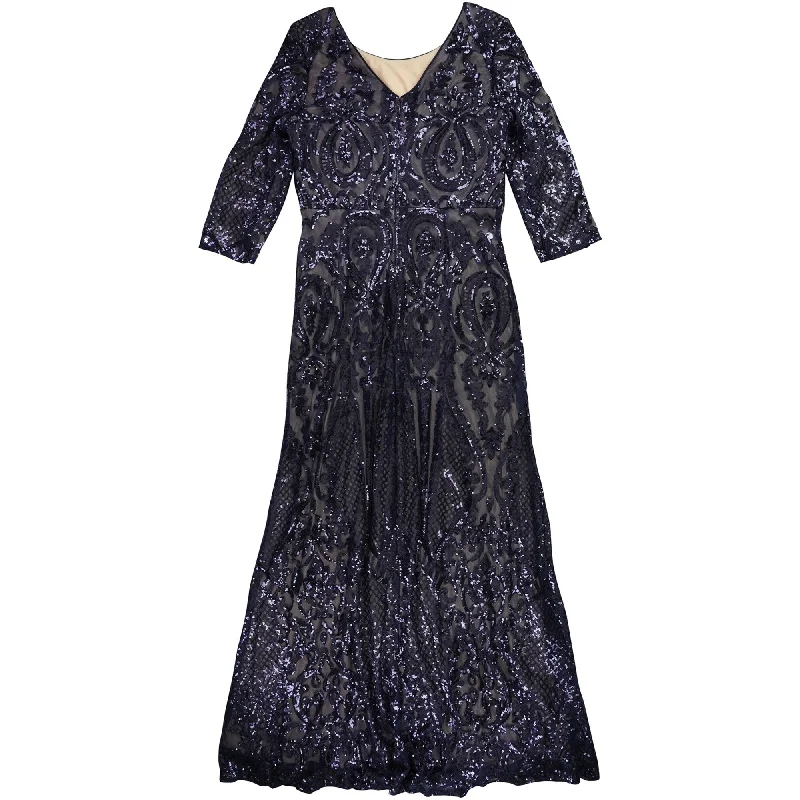 evening dressAlex Evenings Womens Sequin Brocade Mermaid Gown Dress, Blue, 12