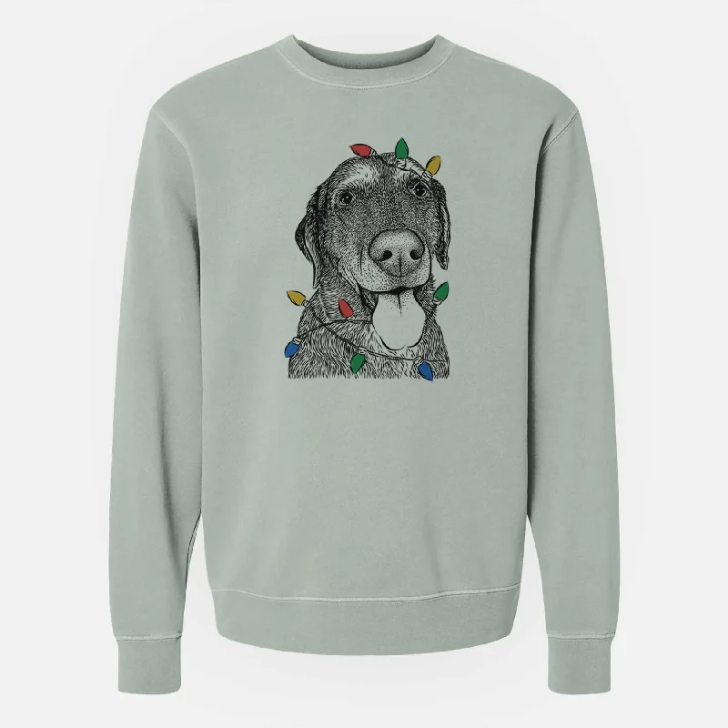 comfortable athletic sweatshirtChristmas Lights Max the Labrador Retriever - Unisex Pigment Dyed Crew Sweatshirt