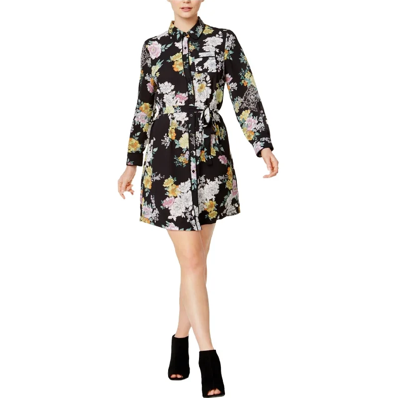 formal dressmaison Jules Womens Floral-Print Shirt Dress, Black, X-Small