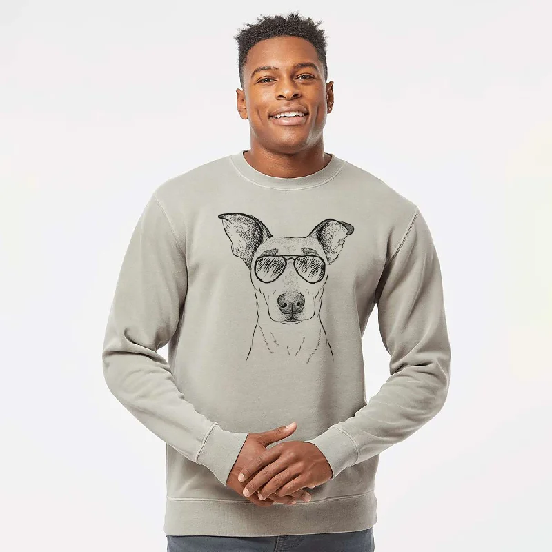 high-quality athletic sweatshirtAviator Georgie Rat the Terrier Mix - Unisex Pigment Dyed Crew Sweatshirt